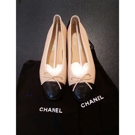 chanel flats black and white|chanel beige black ballerina flats.